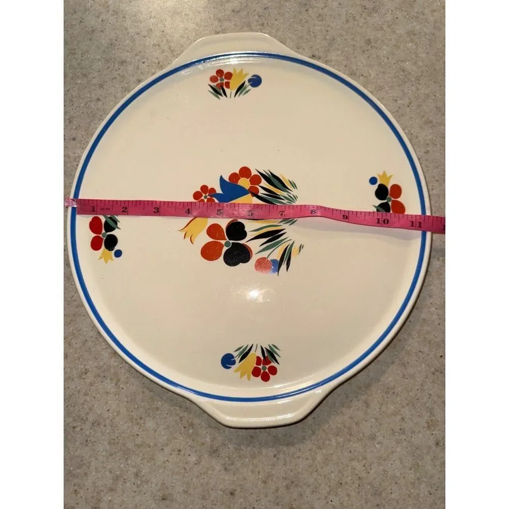 Vintage Universal Potteries Inc. Circus‎ Round Platter 1940’s Floral Cake Plate